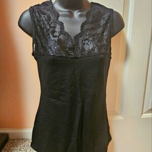 YOINS Black Lace Detail Tank Top